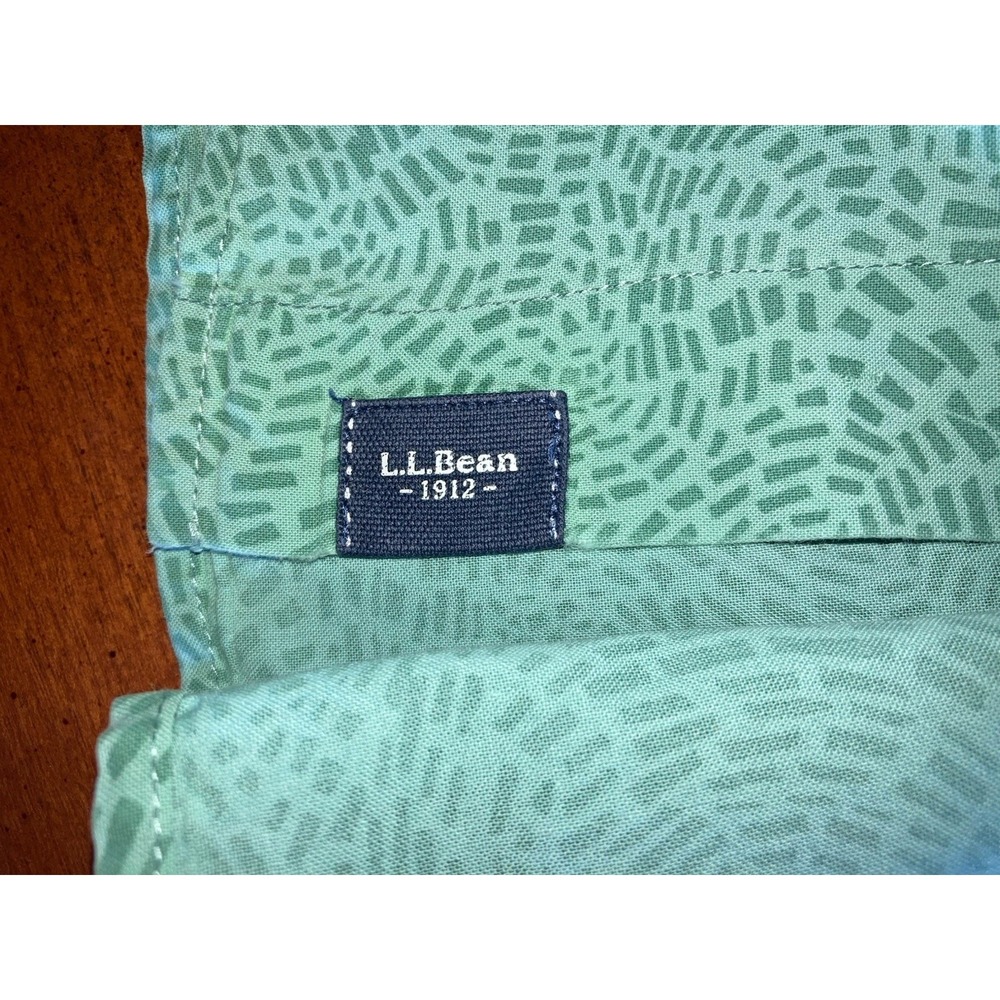 L.L.Bean XXL Tall Green Camp Shirt Organic Cotton Short Sleeve Geometric - Picture 5 of 6